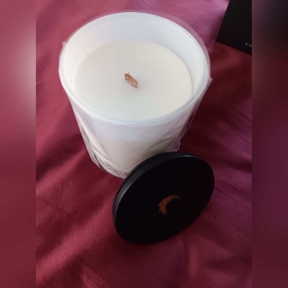 White Candle Chocolate Scented with Black Lid 55 Hour Burn